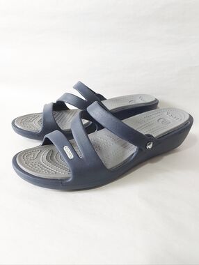 Crocs Women Patricia Comfort Beach Slide Slip-on Wedge Sandals Size 10 Blue